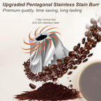 Coffee Grinder, 120 External Adjustable Settings Manual Coffee Grinder, Hand Burr Coffee Bean Grinder with Handle Crank for French Espresso Moka, Stainless Steel Conical Burr Mill, Capacity 28g