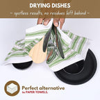 Native Fab Stripe Kitchen Towel - 4 Pack - Basket Weave 100% Cotton Dish Towels - 16x26 inches - Absorbent Towels for Cleaning, Quick Drying, Washable Dish Cloths with Hanging Loop - Mint Green