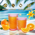 12pcs Vintage Drinking Glasses Set, 12 oz Highball Glasses & 9 oz Embossed Ribbed Glassware Cups for Cocktail, Water, Juice, Coffee, Whiskey (Pink)