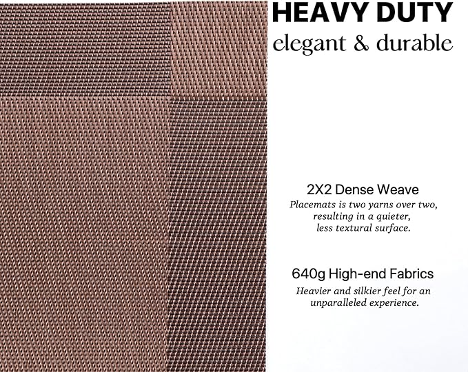 LEXMORE Placemats Set of 4 Vinyl/Plastic Woven Place Mats for Kitchen Table Indoor/Outdoor Washable Placemat Wipeable Dining Table Mats(Brown Cube)