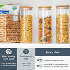 Glass Food Storage Containers with Bamboo Lids, 3 Pack - 32 Fluid oz Airtight Clear Kitchen Organization Canisters