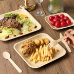 ECOLipak 48 Pack Compostable Palm Leaf Plate Like Bamboo Plate, 10 Inch and 7.85 Inch Disposable Biodegradable Plates Suitable for Party, Dinner