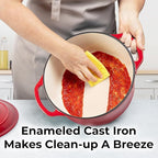 Zulay Kitchen 6 Quart Enameled Cast Iron Dutch Oven with Lid – Premium Durability & Oven Safe up to 500°F – Heavy Duty Cookware Perfect for Bread Baking, Stews, Braising & Roasting – Red