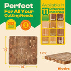 Riveira Acacia Wood Cutting Board – Gourmet Acacia Grandeur: 14 x 14 Wooden Cutting Board – Natural Wooden Cutting Boards For Kitchen Decorative – Innovative Juice Grooves Acacia Wooden Chopping Board