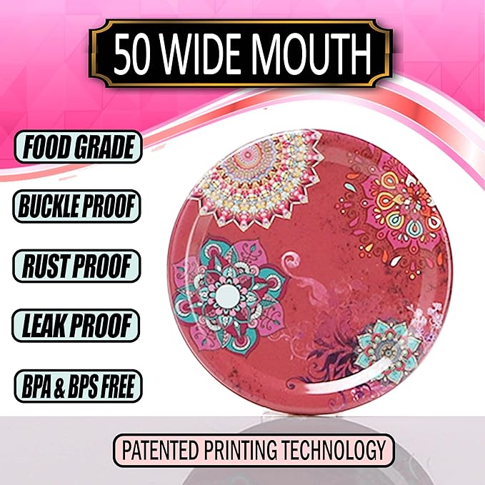 Supa Ant Thickest Canning Lids Wide Mouth (50 Pcs.) Food Grade Tin - Can Lids for Canned Food - Buckle Proof & Rust Proof Lid for Canning Kit for Wide Mouth Mason Jars (Lush) Canning Supplies