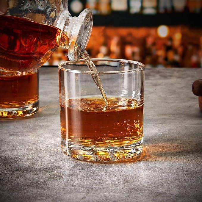 HomeWetBar Liquor Glass Set of 4 for Whiskey, Bourbon, and Cocktails. Perfect Set for Whiskey Lovers