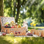 Hap Tim Dual Wicker Picnic Basket Set with Blanket Charcuterie Boards for 2/4/6 - Unique Gifts Ideas for Couple, Engagement, Wedding, Bridal Shower, Family, Christmas - White Elephant Gifts for Adults