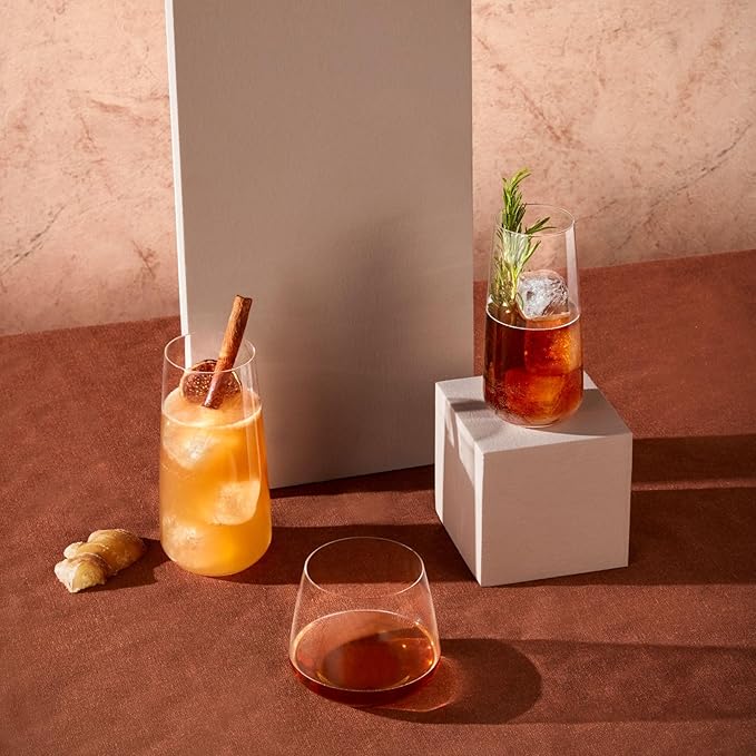 NUDE Whiskey Glasses Set of 4 – Mirage 13 oz Lead-Free Crystal Rocks Glasses for Whisky, Scotch & Bourbon – Tapered Rim, Dishwasher Safe, Modern Bar Tumblers Luxury Gift Set