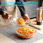 Mini-1 Liter Glass Casserole Dish With Lid, Round Oven Safe Glass Bakeware with Handles