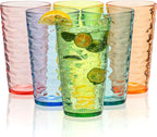 20-ounce Plastic Tumblers, Acrylic Drinking Glasses High-Balls, set of 6 Multicolor Reusable Plastic Cups, Stackable, BPA-Free, Shatter-Proof, Dishwasher-Safe