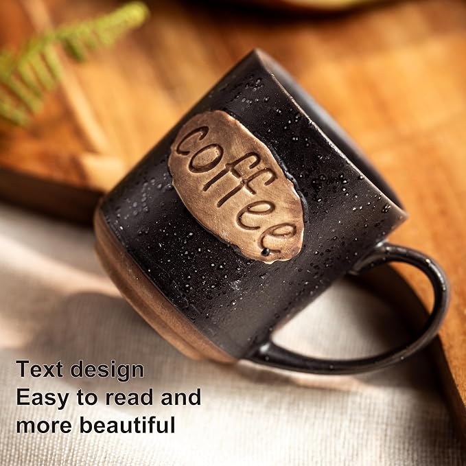 LYEOBOH Coffee Cups, Tea Cup, Espresso Cups, Coffee Mugs Set of 6, 3 oz Ceramic Espresso Cups, Cute Mini Demitasse Cups with Handle for Coffee Bar & Home Microwave & Dishwasher Safe, Black