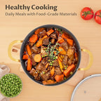 BEZIA 6 Quart Stock Pot with Lid，Ceramic Nonstick Cooking Pot，Soup Pot with Stainless Steel Handle, Tempered Glass Lid, Induction Compatible for Pasta, Soup, Spaghetti，Dishwasher Safe, Cream