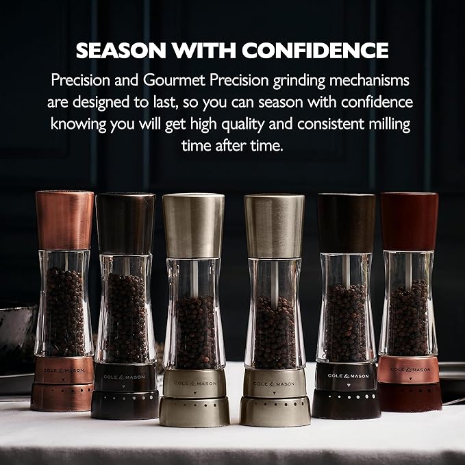 COLE & MASON Derwent Salt Grinder - Gunmetal Mill Includes Gourmet Precision Mechanism and Premium Sea Salt