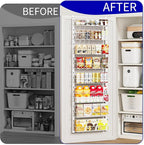 MIAOLI Over the Door Organizer, White 8-Tier Pantry Door Organizer with Adjustable Basket, Hanging Spice Rack Cabinet Door Shelves, Laundry Room Organization and Storage