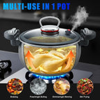 WELLOXY 7.5Qt Tri-Ply Stainless Steel Stock Pot with Tight-Fittng Lid & Twist and Lock Handles for Energy-Saving Cooking, Large Stew Pots for Soup, Gumbo, Pasta, Dutch Oven Style Cookware on Induction