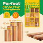 Riveira Walnut/Cherry/Maple Wood Cutting Board Set - Versatile And Durable: 3 Pcs Wooden Cutting Boards - Natural Wooden Cutting Boards For Kitchen Set - Complete Walnut/Cherry/Maple Cutting Board