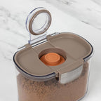 ProKeeper+ 9-Piece Airtight Food Storage Container Set – Clear Plastic Flour and Sugar Canister Set with Magnetic Accessories for Kitchen Organization (Taupe, 9-Piece)