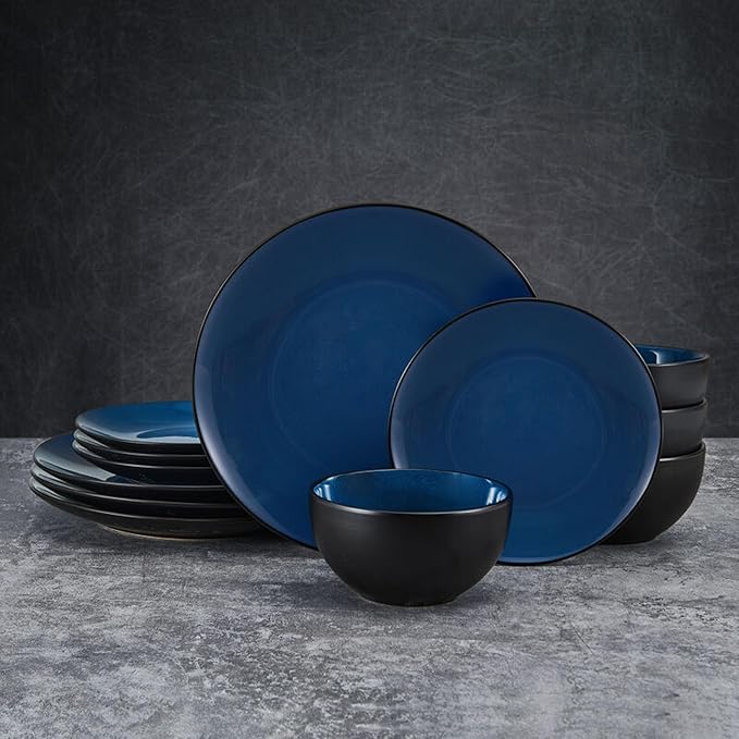 Pfaltzgraff Lucy 12 Piece Dinnerware Plate and Bowl Set, Service for 4