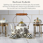 MACKENZIE-CHILDS 2-Quart Enamel Tea Kettle, Cute Tea Kettle for Stovetop, Sterling English Garden