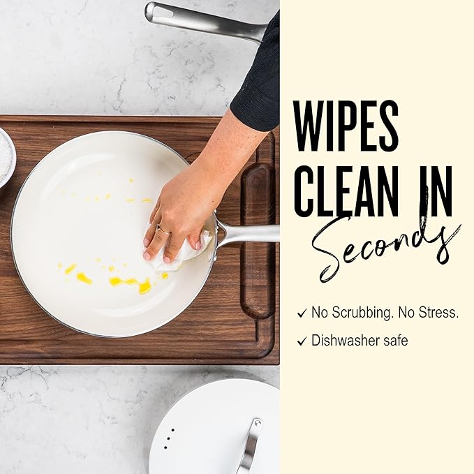 Alva Mobi 8‑Piece Ceramic Nonstick Cookware Set – Made without PFAS/PFOA/PTFE, Induction & Oven Safe, Easy‑Clean Pots & Pans with Lids, Recycled Aluminum + Stainless Handles