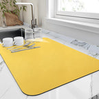 Dish Drying Mat for Kitchen Counter, Heat Resistant Drainer Mats with Non-slip Rubber Backed, Hide Stain Kitchen Super Absorbent Draining Mat, Easy to Clean Dish Rack Pad, Yellow 16"x20"