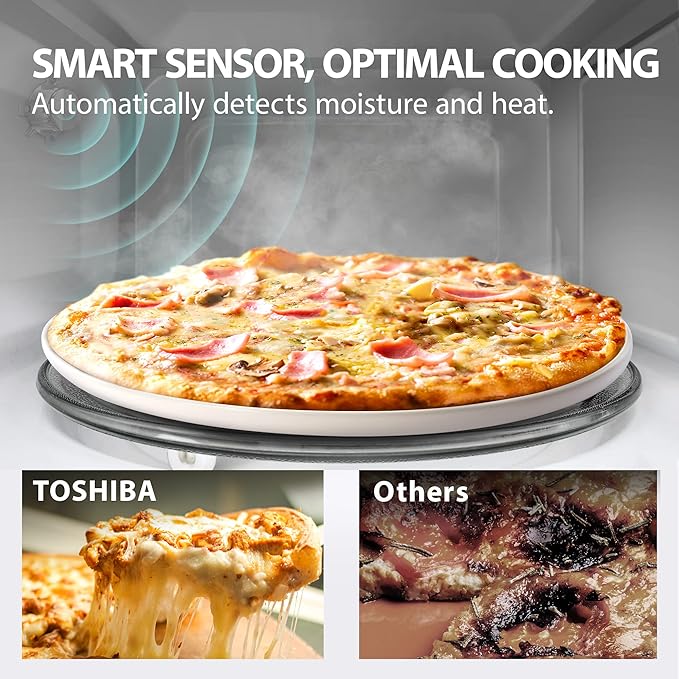 TOSHIBA ML-EM34P(SS) Smart Countertop Microwave, Sensor Reheat, Works With Alexa & Remote Control, Kitchen Essentials, Mute Function&ECO Mode, 1100W, 1.3 Cu Ft, With 12.4" Turntable, Stainless Steel