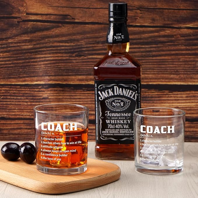 Futtumy Coach Definition Whiskey Glass, Coach Gifts for Men, Basketball Baseball Coach Gifts, Best Gift-idea for Soccer Softball Volleyball-Coach for Graduation Christmas Birthday