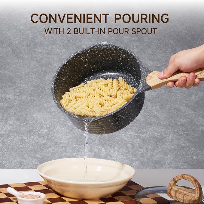 JEETEE 1.5 Quart Sauce Pan with Lid, Non Stick Small Pot with Coating, Masterclass Cookware Sauce Pot for Cooking, PFOA/PFOS Free