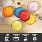 Y YHY Pasta Bowls Set of 6, 30 oz Ceramic Shallow Bowls, Serving Bowls Pasta Plates and Salad Bowls, Microwave & Dishwasher Safe Soup Bowls, Assorted Colors Christmas Day Gift