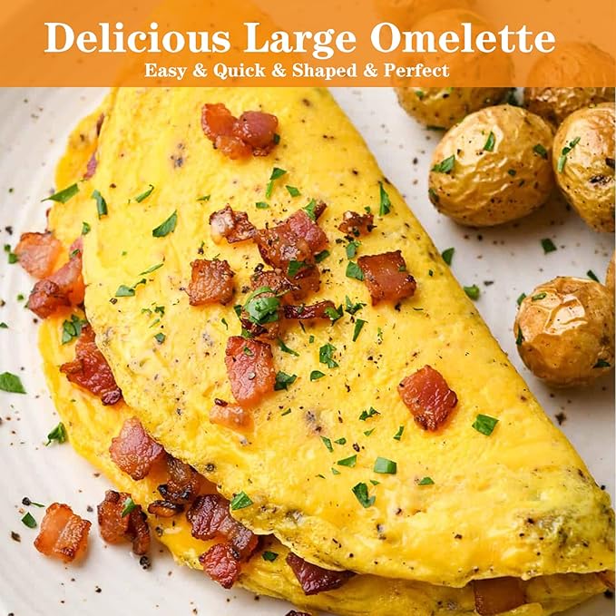 2 Packs 8" Large Omelette Ring for Griddle,8 Inch Stainless Steel Non-stick Omelet Ring, Round Pancake Rings Griddle Omelet Rings with Silicone Handle Grill Oil Brush & Egg Separator