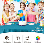 Exquisite Party Solids 12-Pack Premium Plastic Tablecloth 84in. Round Table Cover - Turquoise