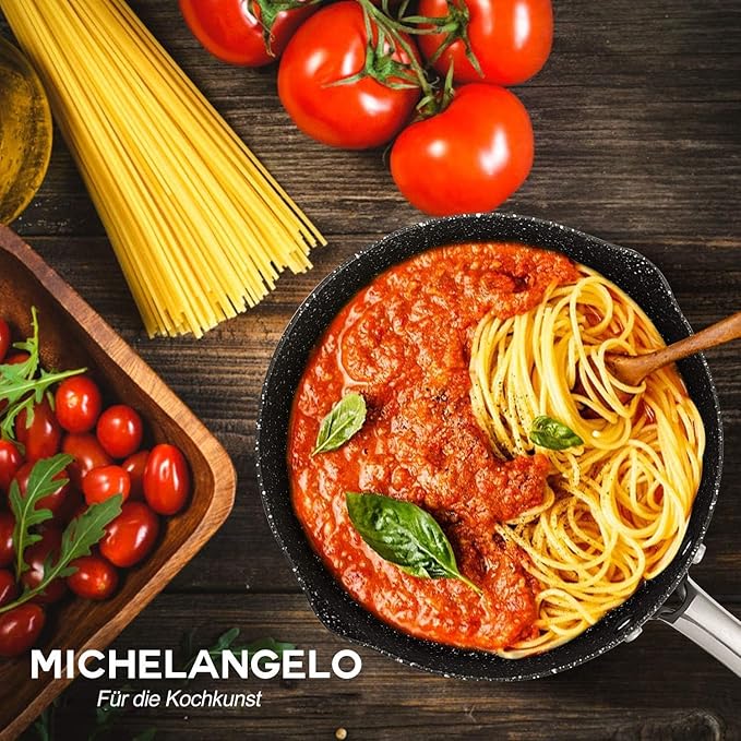 MICHELANGELO Hard Anodized Saucepan Set with Lids, Nonstick Saucepan with Pour Spouts & Strainer Lid for Easy Pour, Granite Derived Coating Sauce Pot Set - 1.5QT & 3QT Induction Sauce Pans