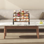 Spice Rack Organizer for Cabinet, 4 Tier Wooden Display Riser Stand, Rustic Cologne Stand for Men, Tiered Perfume Holder, Display Shelf for Candles