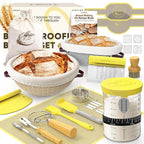 Sourdough Starter Kit with Cotton Rope Banneton Basket & Jar, Bread Baking Supplies and Tools Set, Complete Sourdough Bread Making Kit, Baking Gift for Women Moms & Beginners