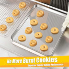 Homikit 2 Pack Baking Sheet, 16x12 Inches Stainless Steel Cookie Sheets for Baking, Large Toaster Oven Tray for Roasting Cooking, Metal Jelly Roll Pan Non Stick &Rustproof, Dishwasher Safe
