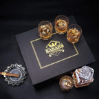 KANARS Whiskey Decanter And Glasses Set in Unique Gift Box - Original Crystal Liquor Decanter Set For Bourbon, Scotch, Vodka, Rum or Whisky, 5-Piece, Gifts for Men Dad