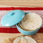 Sweese Ceramic Tortilla Warmer - Holds 12 Tortillas, Microwave & Oven Compatible, Elegant Turquoise Tortilla Holder with Lid for Taco Nights, Pancakes, Waffles - Durable & Easy to Clean