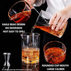2 Pcs Cocktail Mixing,Crystal Glass Engraved Cocktail Stirring Glasses,24oz Drink Stirring,Thick Weighted Bottom,Professional Bartender's Mixer Glasses,Bar Tools.