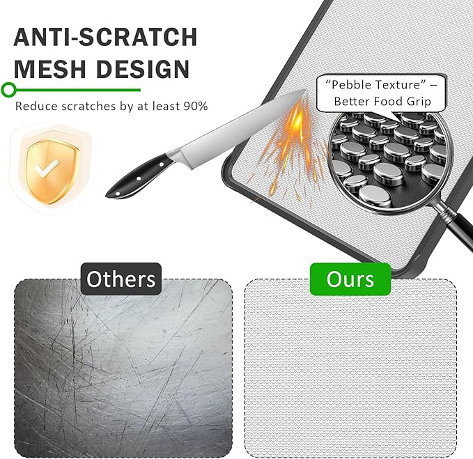 AceFly Stainless Steel Cutting Board, Dishwasher Safe Double Sided 316 Stainless Steel & Wheat Straw Cutting Board for Meat, Scratch Resistant & Non Toxic Chopping Board,Large Size 16" X 11"