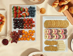 Divided Serving Tray Platter, 6 Pack 15" x 10" Fruit Veggie Food Tray for Party, Plastic Serving Trays for Appetizer, Snack, Dessert, Cookie, Brunch Decorations Platters, White Trays BPA-Free