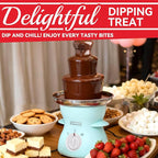 3 Tier Mini Chocolate Fountain Machine, Easy to Use & Clean, Great for Parties, Events & Weddings, 22 Oz Capacity, Aqua