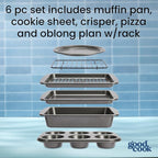 GoodCook Everyday Nonstick Toaster Oven 6pc Set, Gray
