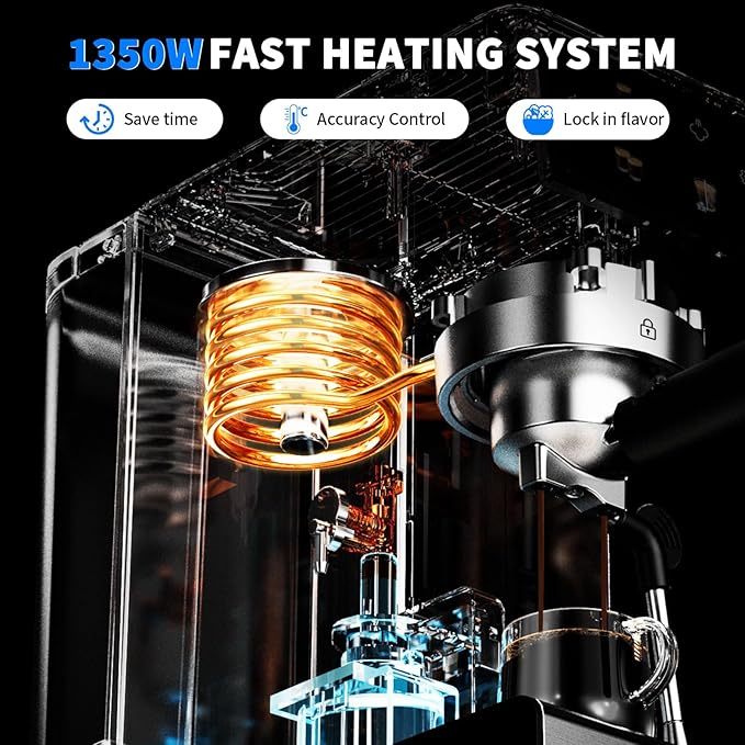 20Bar Espresso Machine with Hot & Rapid Cold Brew, Stainless Steel Coffee Makers, Cappuccino Latte Machine with Milk Frother Steam Wand for Home, 45oz Removable Water Tank, Touchscreen, Silver