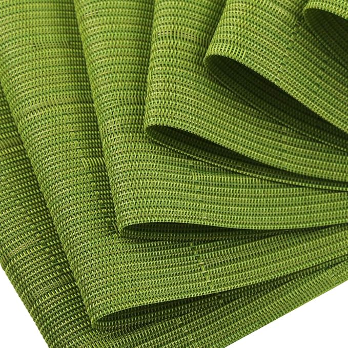 PIGCHCY Placemats,Washable Durable Vinyl Woven Table Mats,Elegant Heat Resistant Placemats for Dining Table Set of 6 (18 x 12 inches,Sage Green)