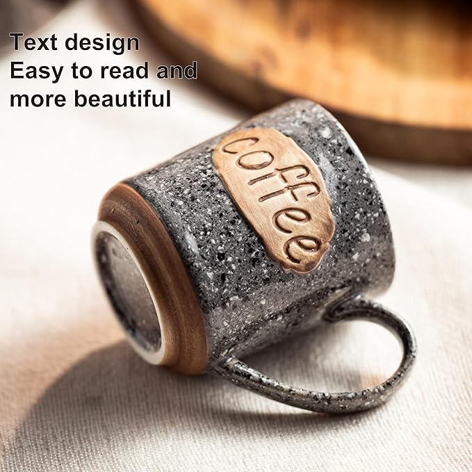 LYEOBOH Espresso Cups, Coffee Cups, Tea Cup - 3 oz Grey Ceramic Set of 6, Mini Coffee Mugs, Demitasse Cups, Espresso Shot, Microwave Dishwasher Safe, Ceramic Mugs, Perfect for Daily Use & Tea Time