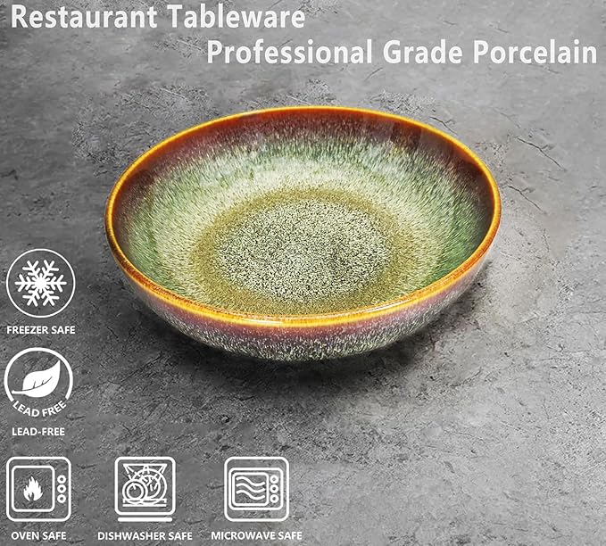 Large Pasta Bowls 56 Oz, soup bowl soup plate, Set of 2, Serving, Salad, Dinner, deep Plate/Wide Bowl, Microwave, Oven, Dishwasher Safe Kitchen Dinnerware, Modern Porcelain Dishes 10 inch