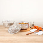 Foil Lux 3.5 Quart Pans And Lids, 100 Disposable Pots With Lids - Oven-Ready, Stove Compatible, Aluminum Foil Baking Pans, Freezable, For Outdoor Camping, Vacation, Picnic, And More - Restaurantware