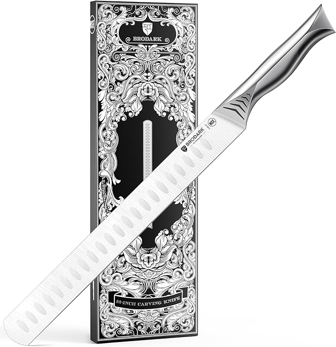 BRODARK Brisket Slicing Knife - 12" Carving Knife for Meat - High Carbon Stainless Steel, One Piece Design, BBQ & Grilling Gift for Men - NSF Certified, Shark Series