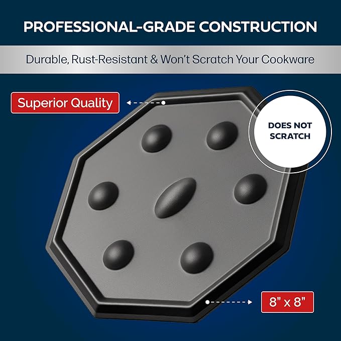 SimmerMat Heat Diffuser - Flame Diffuser Stove Cover Ring - Fire Diffuser for Any Type of Electric or Gas Stove - Dishwasher Safe Stove Top Cover - Steel Plates for Simmering and Slow Cooking - 1 Pack