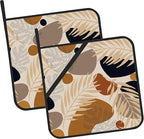 Boho Abstract Geometric Tropical Leaves Pot Holders Set of 2 Oven Hot Pads Pot Holders for Cooking Baking BBQ Gifts for Women